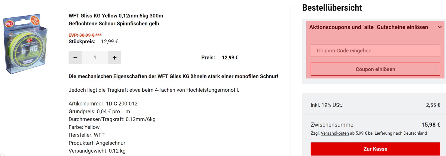 wie ist ein A&M Angelsport Gutscheincode einzulösen