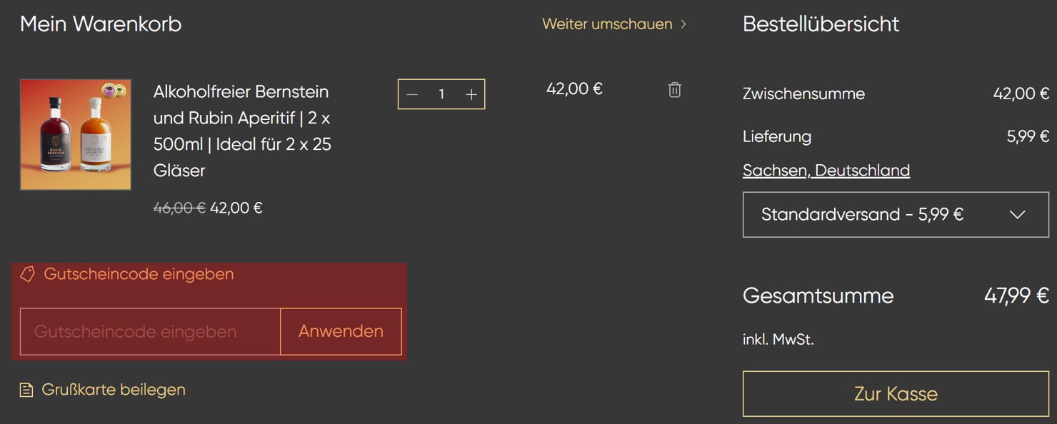 wie ist ein Franz von Fein Gutscheincode einzulösen