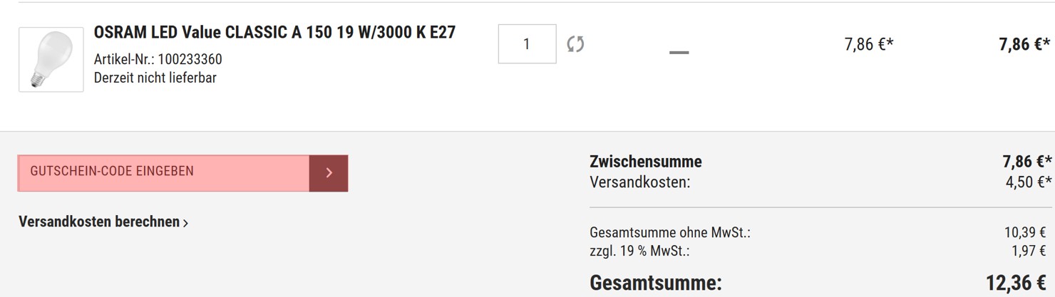 wie ist ein Leuchtmittel-Verkauf.de Gutscheincode einzulösen