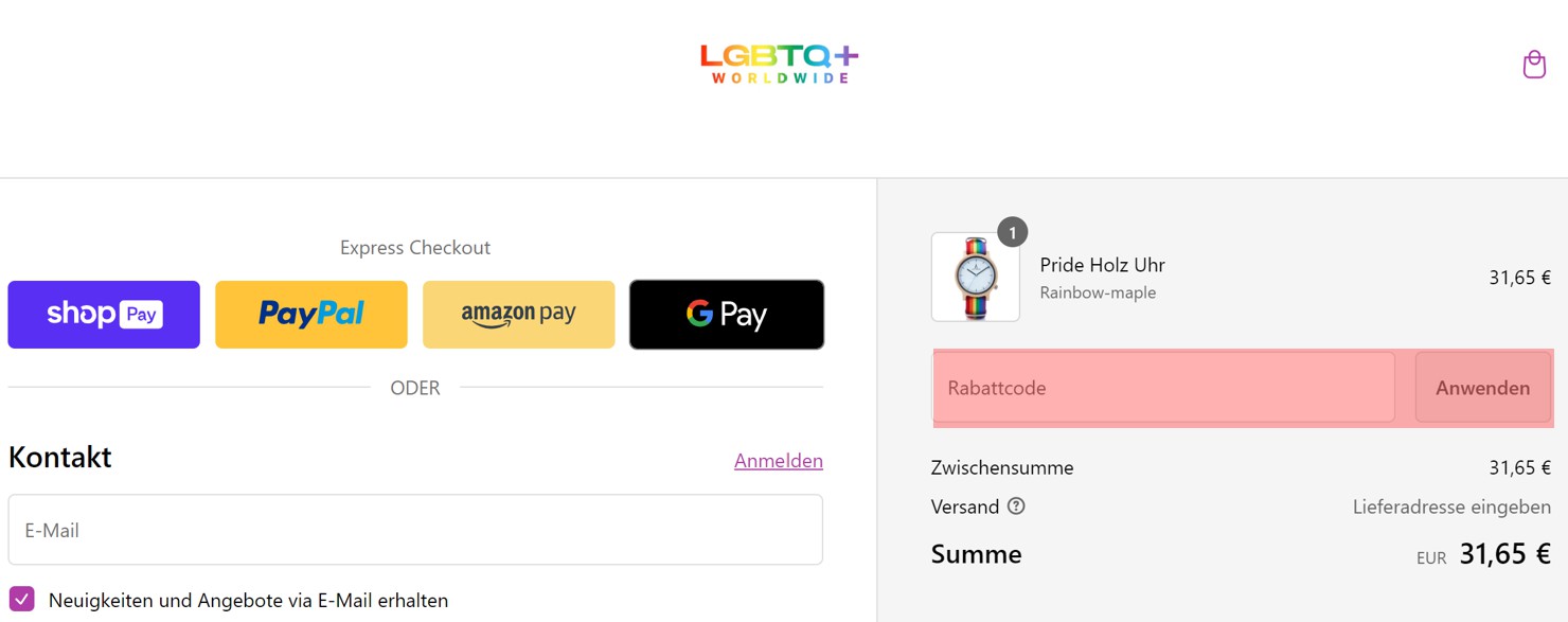 wie ist ein LGBTQ Worldwide Gutscheincode einzulösen