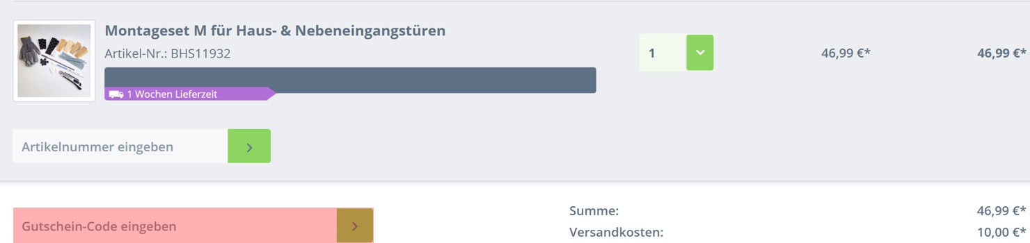 wie ist ein Nebeneingangstürenland  Gutscheincode einzulösen