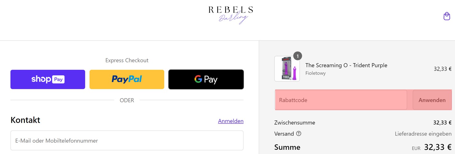 wie ist ein Rebels Darling Gutscheincode einzulösen