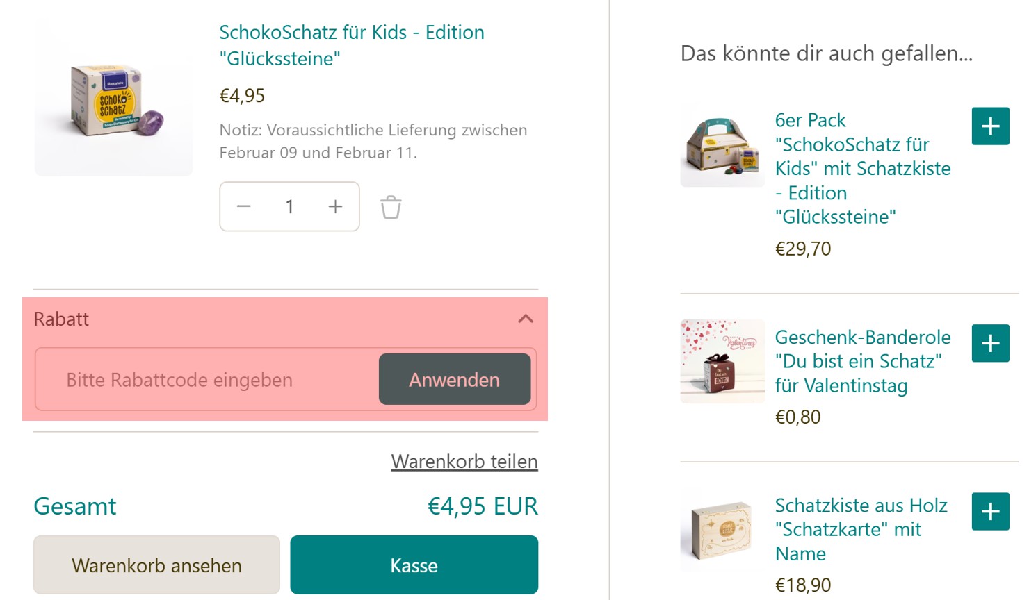 wie ist ein SchokoSchatz Gutscheincode einzulösen