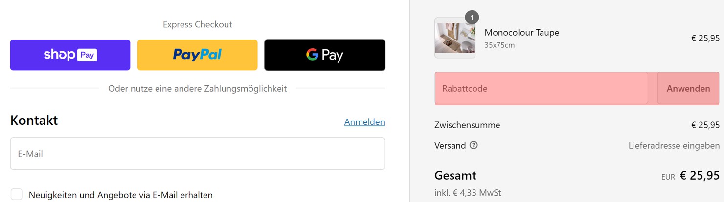 wie ist ein wash+dry  Gutscheincode einzulösen