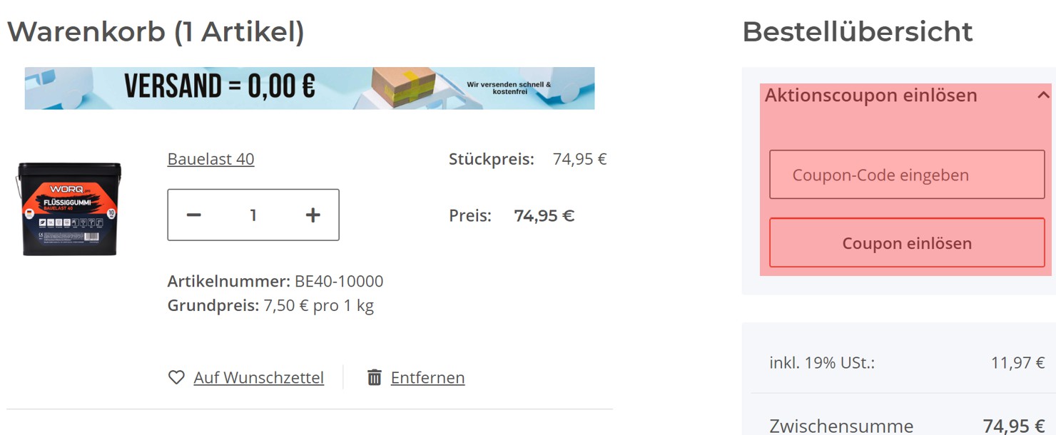 wie ist ein WORQ.Pro Gutscheincode einzulösen